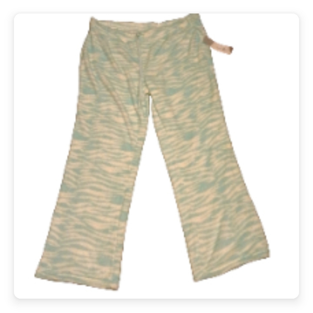 Fleece Pajama Pants Blue and White Zebra Print XL